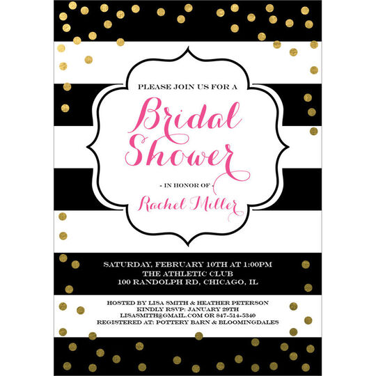 Black with Gold Confetti Bridal Shower Invitations